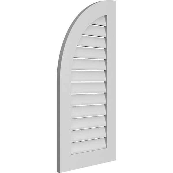 Ekena Millwork Quarter Round Top Left Surface Mount PVC Gable Vent w/ 3-1/2"W x 1"P Standard Frame, 20"W x 40"H - GVPQL20X4001SF