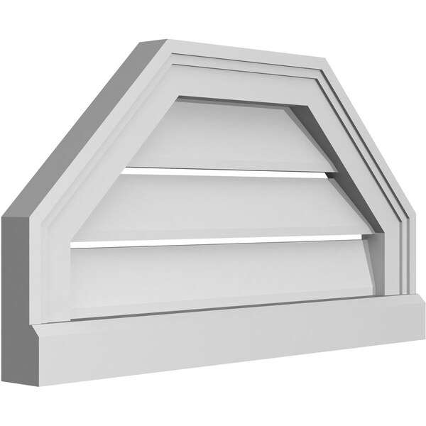 Ekena Millwork Octagonal Top Surface Mount PVC Gable Vent w/ 2"W x 2"P Brickmould Sill Frame, 22"W x 12"H - GVPOT22X1203SF
