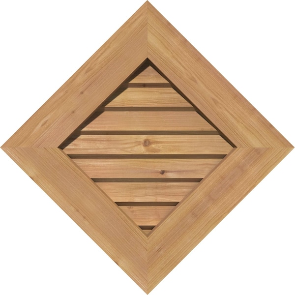 Ekena Millwork Diamond Gable Vent Non-Functional, Western Red Cedar Gable Vent w/Decorative Face Frame, 12"W x 12"H - GVWDI12X1202SDUWR