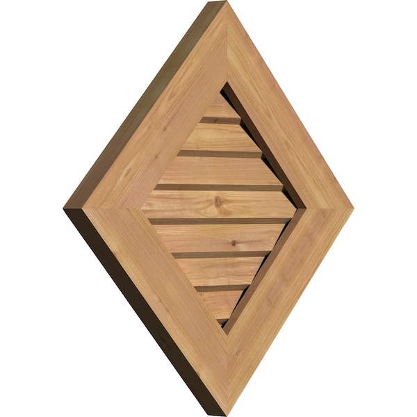 Ekena Millwork Diamond Gable Vent Non-Functional, Western Red Cedar Gable Vent w/Decorative Face Frame, 12"W x 12"H - GVWDI12X1202SDUWR