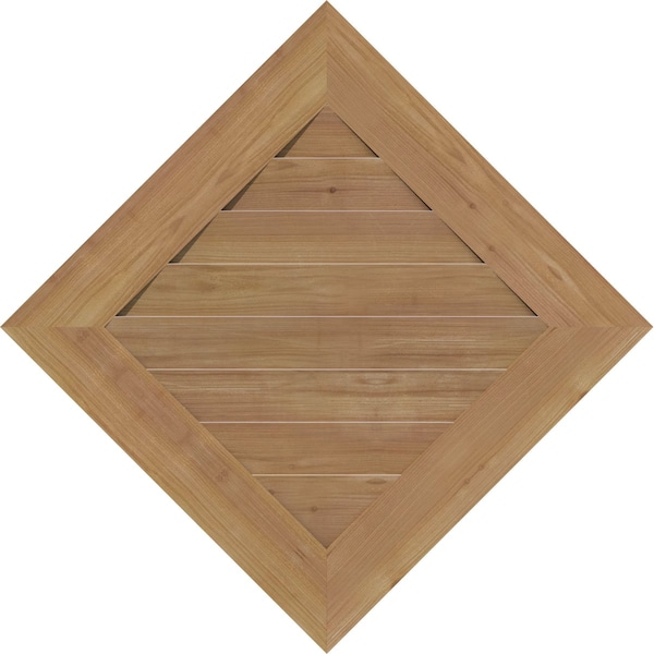 Ekena Millwork Diamond Gable Vent Non-Functional, Western Red Cedar Gable Vent w/Decorative Face Frame, 12"W x 12"H - GVWDI12X1202SDUWR