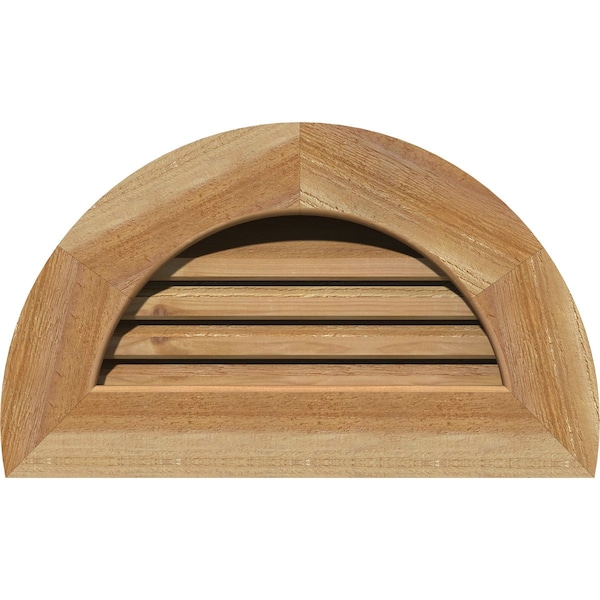 Ekena Millwork Half Round Gable Vent Functional Western Red Cedar Gable Vent w/1" x 4" Flat Trim Frame, 24"W x 12"H - GVWHR24X1201RFUWR