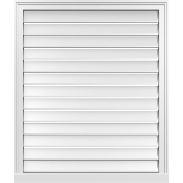 Ekena Millwork Vertical Surface Mount PVC Gable Vent: Functional, w/ 2"W x 2"P Brickmould Sill Frame, 34"W x 40"H - GVPVE34X4003SF
