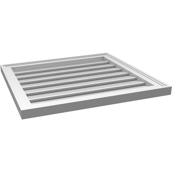 Ekena Millwork Vertical Surface Mount PVC Gable Vent: Functional, w/ 2"W x 1-1/2"P Brickmould Frame, 26"W x 24"H - GVPVE26X2402SF