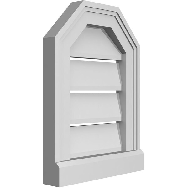Ekena Millwork Octagonal Top Surface Mount PVC Gable Vent w/ 2"W x 2"P Brickmould Sill Frame, 12"W x 16"H - GVPOT12X1603SF