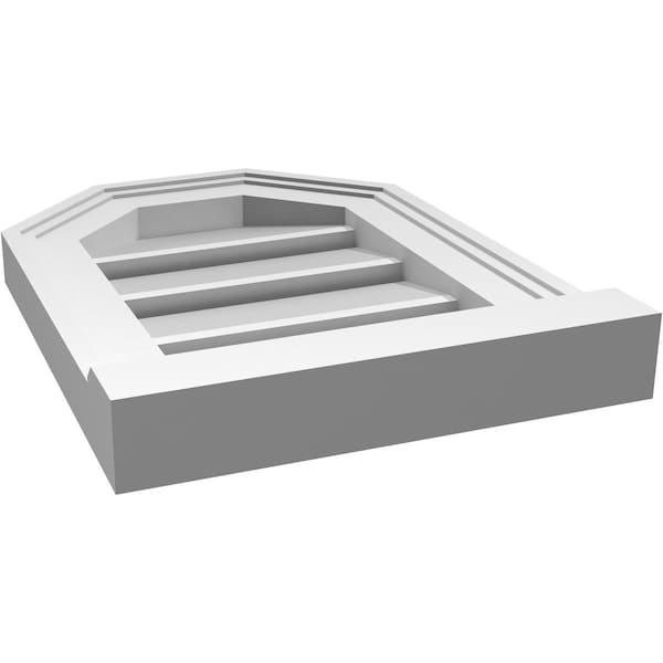 Ekena Millwork Octagonal Top Surface Mount PVC Gable Vent w/ 2"W x 2"P Brickmould Sill Frame, 12"W x 16"H - GVPOT12X1603SF