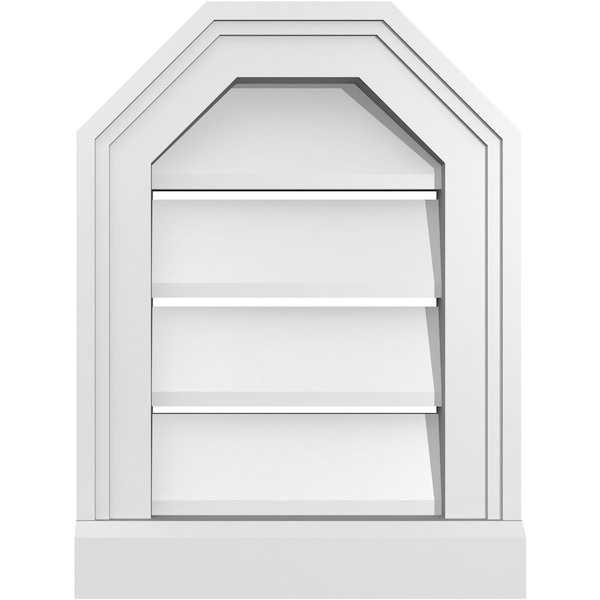 Ekena Millwork Octagonal Top Surface Mount PVC Gable Vent w/ 2"W x 2"P Brickmould Sill Frame, 12"W x 16"H - GVPOT12X1603SF