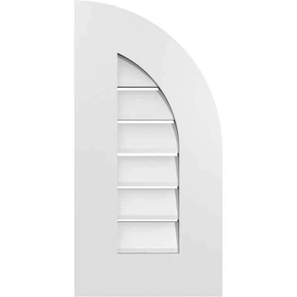 Ekena Millwork Quarter Round Top Right Surface Mount PVC Gable Vent w/ 3-1/2"W x 1"P Standard Frame, 12"W x 24"H - GVPQR12X2401SF