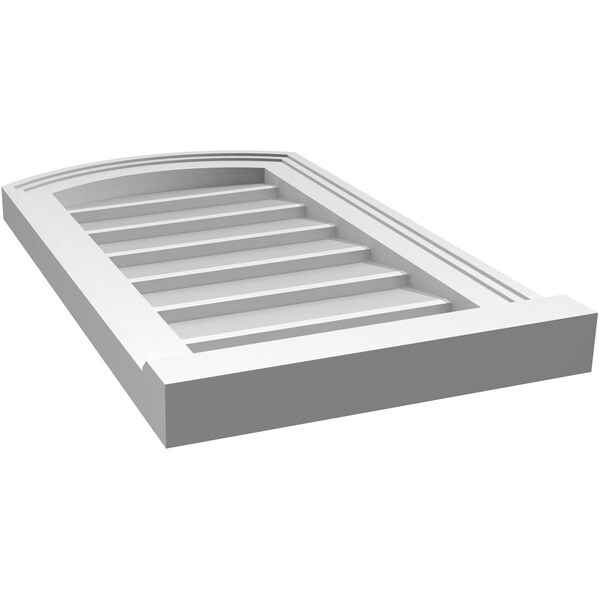 Ekena Millwork Arch Top Surface Mount PVC Gable Vent: Functional, w/ 2"W x 2"P Brickmould Sill Frame, 14"W x 24"H - GVPAR14X2403SF