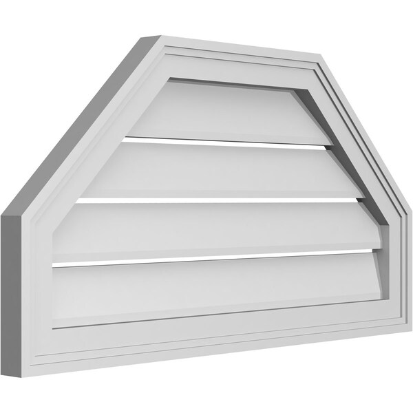 Ekena Millwork Octagonal Top Surface Mount PVC Gable Vent w/ 2"W x 1-1/2"P Brickmould Frame, 30"W x 16"H - GVPOT30X1602SF
