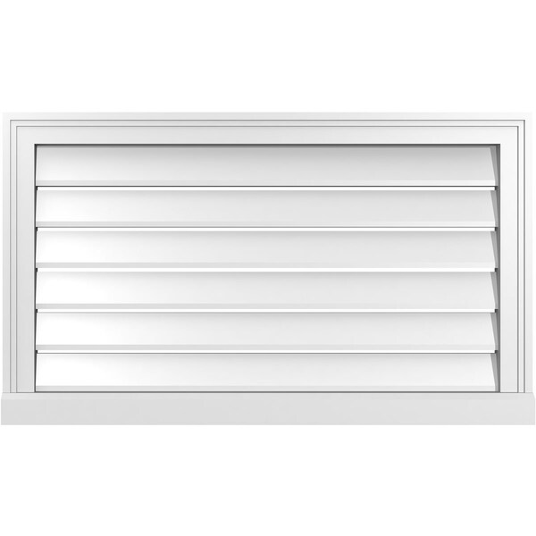Ekena Millwork Vertical Surface Mount PVC Gable Vent: Functional, w/ 2"W x 2"P Brickmould Sill Frame, 34"W x 20"H - GVPVE34X2003SF