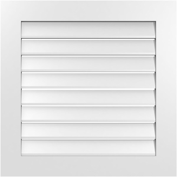 Ekena Millwork Vertical Surface Mount PVC Gable Vent: Functional, w/ 3-1/2"W x 1"P Standard Frame, 30"W x 30"H - GVPVE30X3001SF