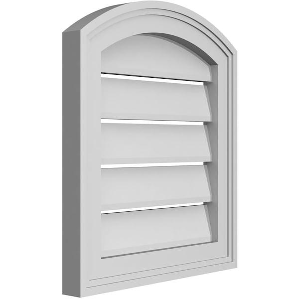 Ekena Millwork Arch Top Surface Mount PVC Gable Vent: Non-Functional, w/2"W x 1-1/2"P Brickmould Frame, 16"W x 16"H - GVPAR16X1602SN