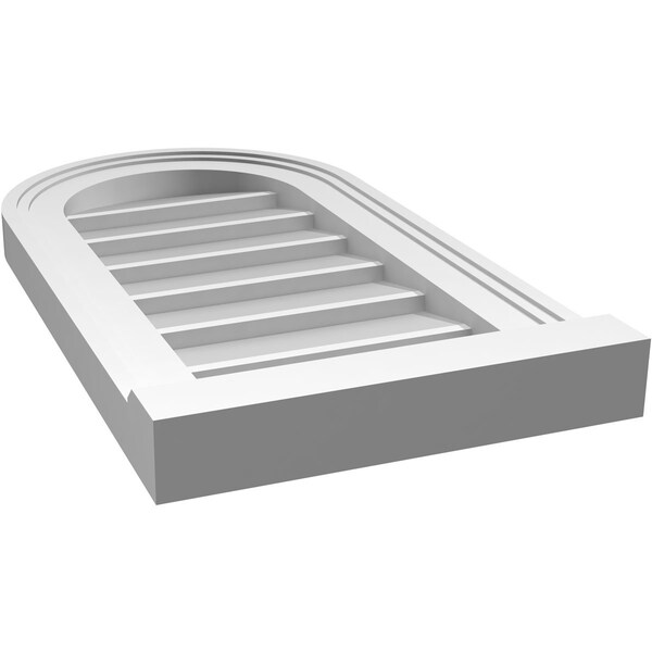 Ekena Millwork Round Top Surface Mount PVC Gable Vent w/ 2"W x 2"P Brickmould Sill Frame, 12"W x 22"H - GVPRT12X2203SN