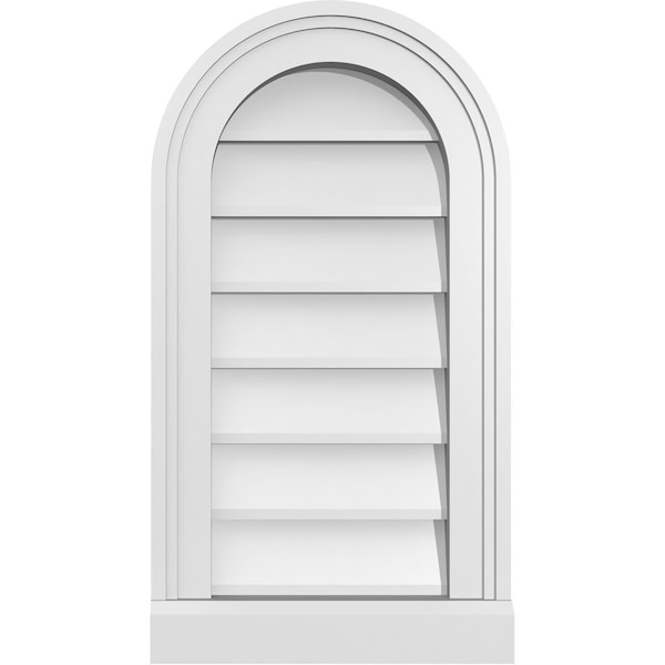 Ekena Millwork Round Top Surface Mount PVC Gable Vent w/ 2"W x 2"P Brickmould Sill Frame, 12"W x 22"H - GVPRT12X2203SN