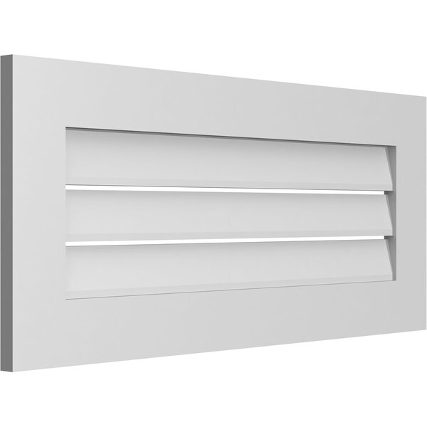 Ekena Millwork Vertical Surface Mount PVC Gable Vent: Functional, w/ 3-1/2"W x 1"P Standard Frame, 36"W x 16"H - GVPVE36X1601SF