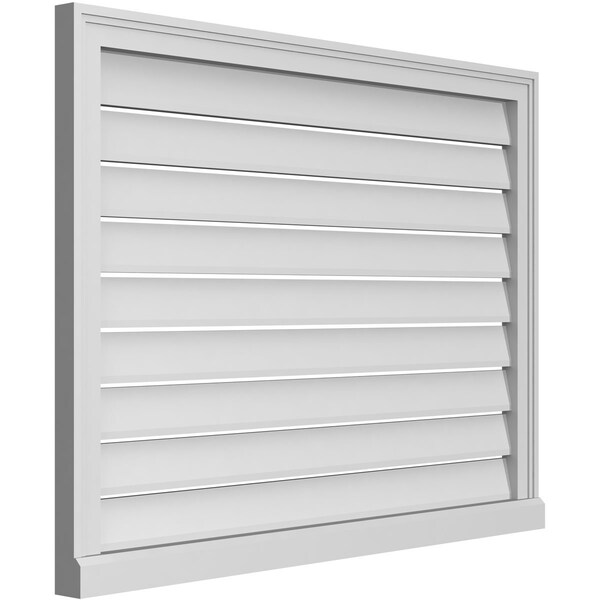 Ekena Millwork Vertical Surface Mount PVC Gable Vent: Functional, w/ 2"W x 2"P Brickmould Sill Frame, 40"W x 30"H - GVPVE40X3003SF