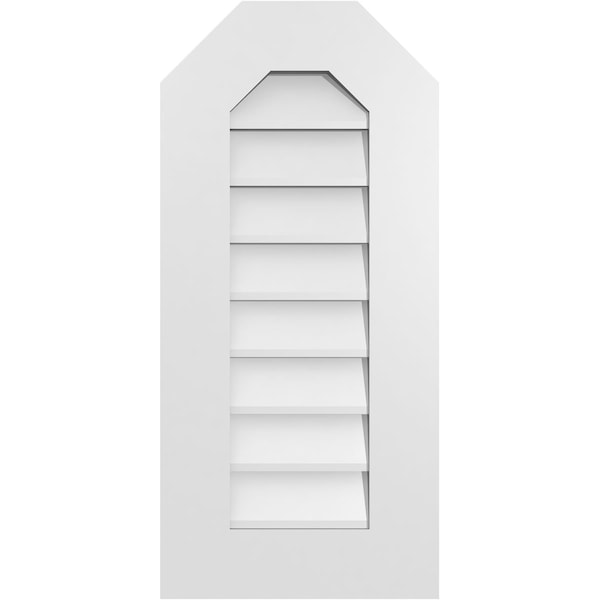Ekena Millwork Octagonal Top Surface Mount PVC Gable Vent w/ 3-1/2"W x 1"P Standard Frame, 14"W x 30"H - GVPOT14X3001SN