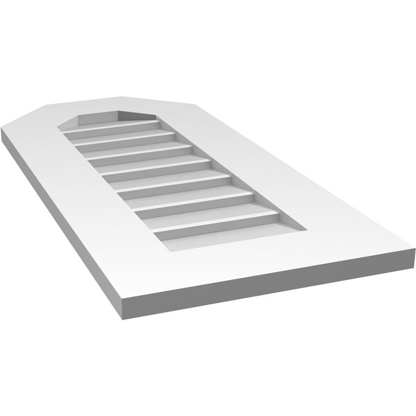 Ekena Millwork Octagonal Top Surface Mount PVC Gable Vent w/ 3-1/2"W x 1"P Standard Frame, 14"W x 30"H - GVPOT14X3001SN