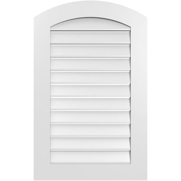 Ekena Millwork Arch Top Surface Mount PVC Gable Vent: Non-Functional, w/ 3-1/2"W x 1"P Standard Frame, 24"W x 36"H - GVPAR24X3601SN