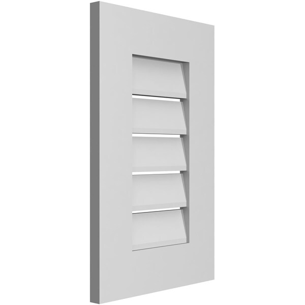 Ekena Millwork Vertical Surface Mount PVC Gable Vent: Functional, w/ 3-1/2"W x 1"P Standard Frame, 14"W x 22"H - GVPVE14X2201SF