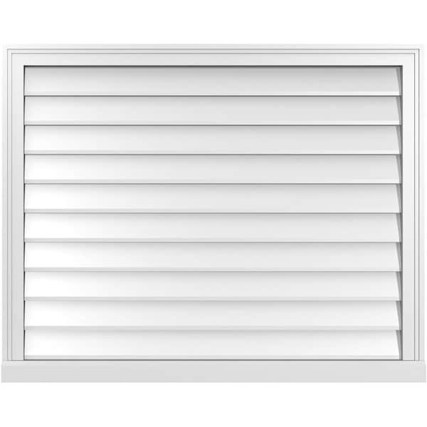 Ekena Millwork Vertical Surface Mount PVC Gable Vent w/ 2"W x 2"H , Brickmould Sill Frame, 40"W x 32"H - GVPVE40X3203SN