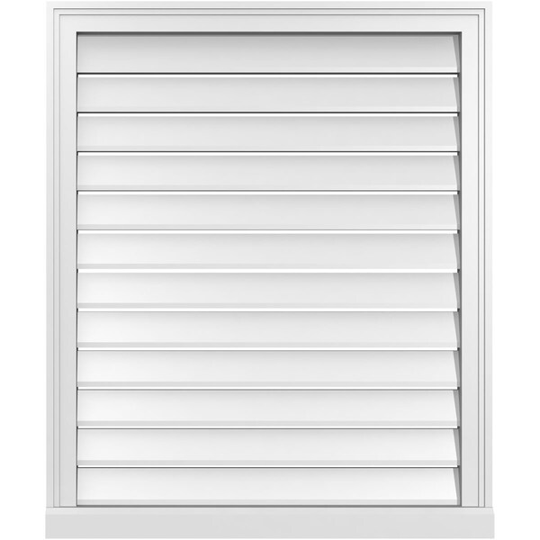 Ekena Millwork Vertical Surface Mount PVC Gable Vent: Functional, w/ 2"W x 2"P Brickmould Sill Frame, 30"W x 36"H - GVPVE30X3603SF