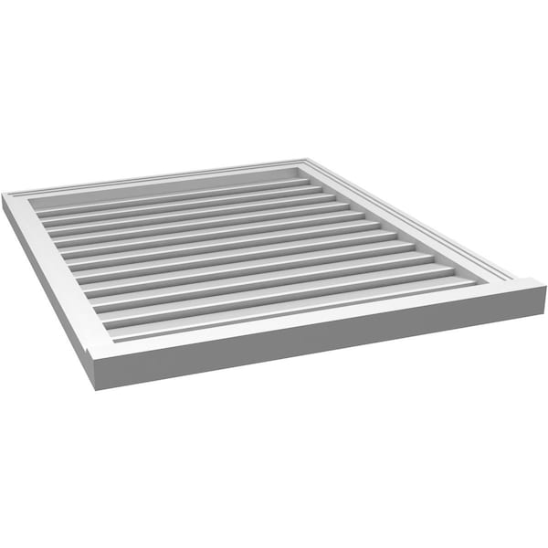 Ekena Millwork Vertical Surface Mount PVC Gable Vent: Functional, w/ 2"W x 2"P Brickmould Sill Frame, 30"W x 36"H - GVPVE30X3603SF