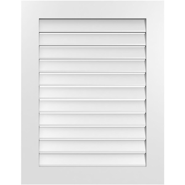 Ekena Millwork Vertical Surface Mount PVC Gable Vent: Functional, w/ 3-1/2"W x 1"P Standard Frame, 28"W x 36"H - GVPVE28X3601SF