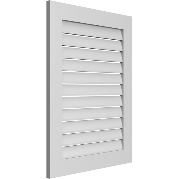 Ekena Millwork Vertical Surface Mount PVC Gable Vent: Functional, w/ 3-1/2"W x 1"P Standard Frame, 28"W x 36"H - GVPVE28X3601SF