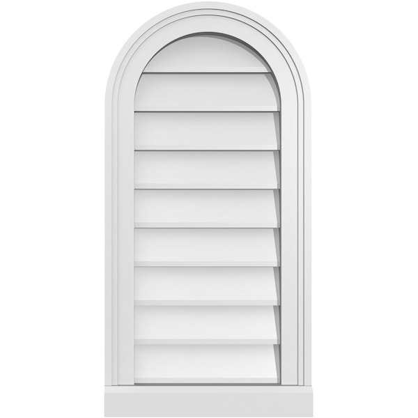 Ekena Millwork Round Top Surface Mount PVC Gable Vent w/ 2"W x 2"P Brickmould Sill Frame, 14"W x 28"H - GVPRT14X2803SN