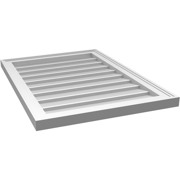Ekena Millwork Vertical Surface Mount PVC Gable Vnt: Non-Functional, w/2"W x 1-1/2"H, Brickmould Frame, 22"W x 30"H - GVPVE22X3002SN