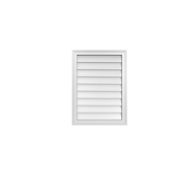 Ekena Millwork Vertical Surface Mount PVC Gable Vnt: Non-Functional, w/2"W x 1-1/2"H, Brickmould Frame, 22"W x 30"H - GVPVE22X3002SN