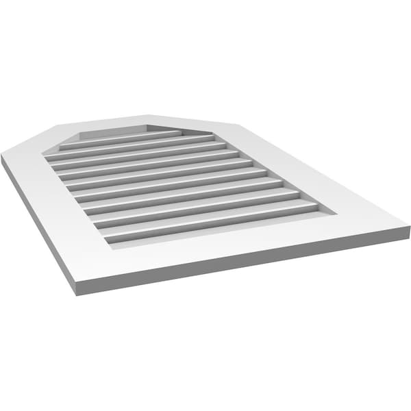 Ekena Millwork Octagonal Top Surface Mount PVC Gable Vent: Functional, w/ 3-1/2"W x 1"P Standard Frame, 24"W x 34"H - GVPOT24X3401SF