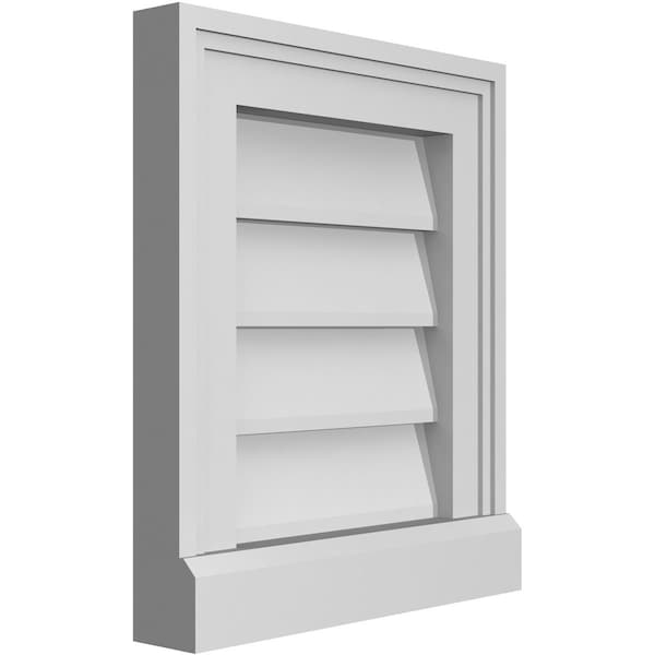 Ekena Millwork Vertical Surface Mount PVC Gable Vent w/ 2"W x 2"H , Brickmould Sill Frame, 12"W x 14"H - GVPVE12X1403SN
