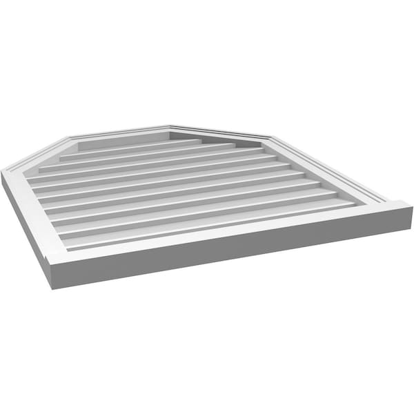 Ekena Millwork Octagonal Top Surface Mount PVC Gable Vent w/ 2"W x 2"P Brickmould Sill Frame, 30"W x 32"H - GVPOT30X3203SN