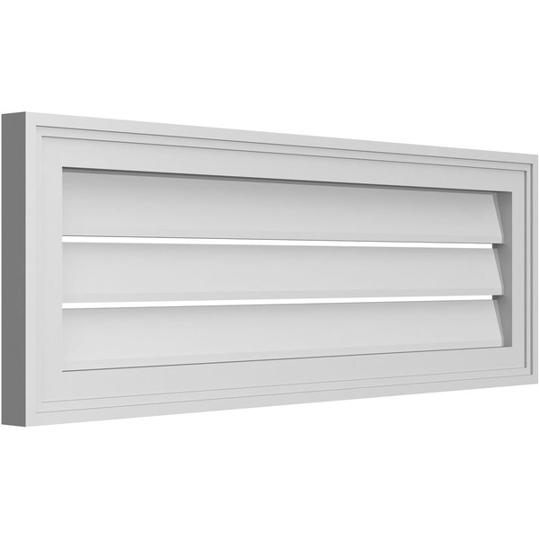 Ekena Millwork Vertical Surface Mount PVC Gable Vent: Functional, w/ 2"W x 1-1/2"P Brickmould Frame, 34"W x 12"H - GVPVE34X1202SF
