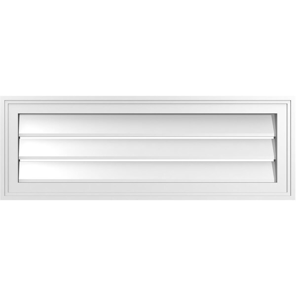 Ekena Millwork Vertical Surface Mount PVC Gable Vent: Functional, w/ 2"W x 1-1/2"P Brickmould Frame, 34"W x 12"H - GVPVE34X1202SF