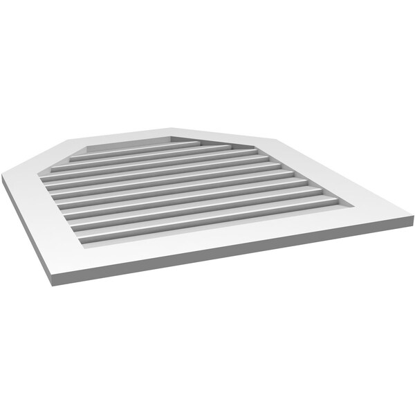 Ekena Millwork Octagonal Top Surface Mount PVC Gable Vent: Functional, w/ 3-1/2"W x 1"P Standard Frame, 32"W x 34"H - GVPOT32X3401SF
