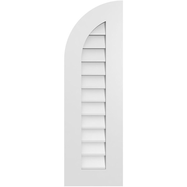 Ekena Millwork Quarter Round Top Left Surface Mount PVC Gable Vent w/ 3-1/2"W x 1"P Standard Frame, 12"W x 38"H - GVPQL12X3801SN