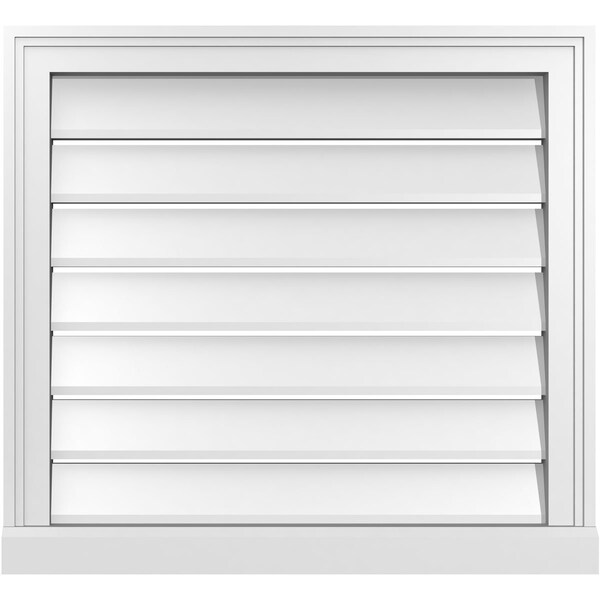 Ekena Millwork Vertical Surface Mount PVC Gable Vent: Functional, w/ 2"W x 2"P Brickmould Sill Frame, 26"W x 24"H - GVPVE26X2403SF