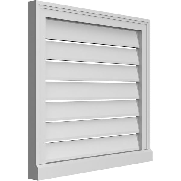 Ekena Millwork Vertical Surface Mount PVC Gable Vent: Functional, w/ 2"W x 2"P Brickmould Sill Frame, 26"W x 24"H - GVPVE26X2403SF