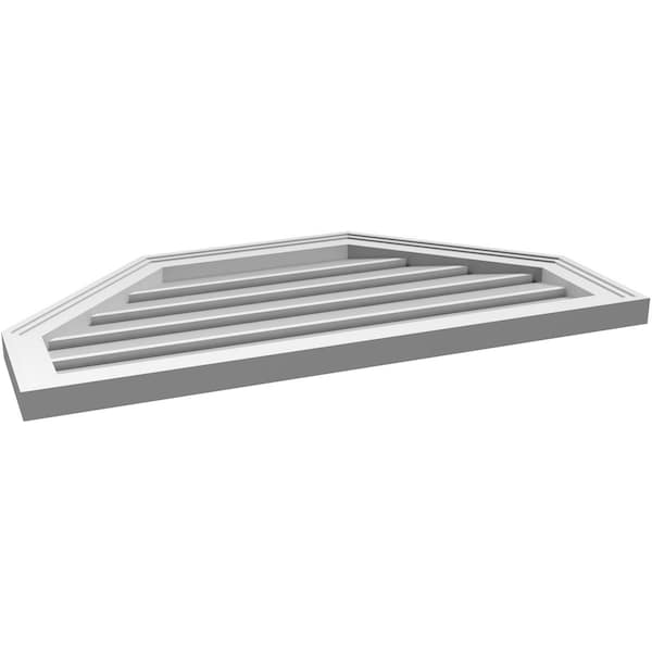 Ekena Millwork Octagonal Top Surface Mount PVC Gable Vent w/ 2"W x 1-1/2"P Brickmould Frame, 34"W x 18"H - GVPOT34X1802SF
