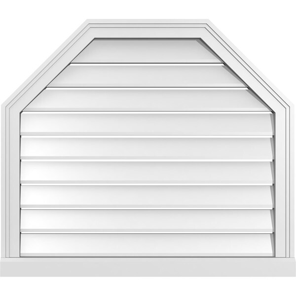 Ekena Millwork Octagonal Top Surface Mount PVC Gable Vent w/ 2"W x 2"P Brickmould Sill Frame, 32"W x 28"H - GVPOT32X2803SF