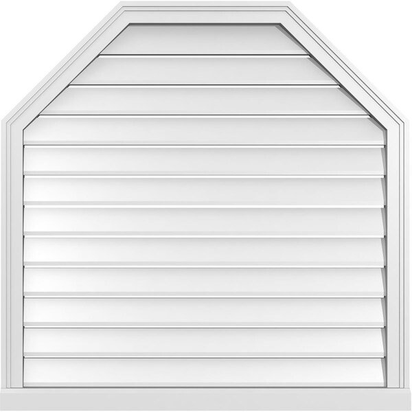 Ekena Millwork Octagonal Top Surface Mount PVC Gable Vent w/ 2"W x 2"P Brickmould Sill Frame, 38"W x 38"H - GVPOT38X3803SF