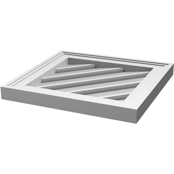 Ekena Millwork Diamond Surface Mount PVC Gable Vent: Non-Functional, w/ 2"W x 1-1/2"P Brickmould Frame, 20"W x 20"H - GVPDI20X2002SN