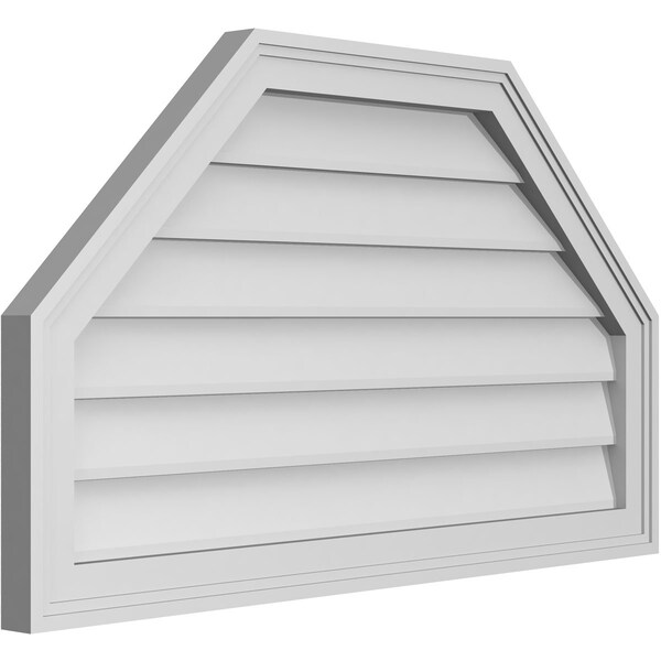 Ekena Millwork Octagonal Top Surface Mount PVC Gable Vent w/ 2"W x 1-1/2"P Brickmould Frame, 34"W x 20"H - GVPOT34X2002SN
