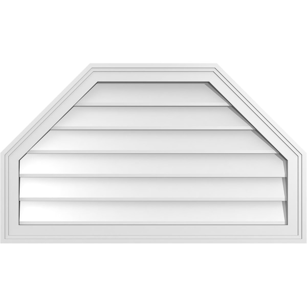 Ekena Millwork Octagonal Top Surface Mount PVC Gable Vent w/ 2"W x 1-1/2"P Brickmould Frame, 34"W x 20"H - GVPOT34X2002SN
