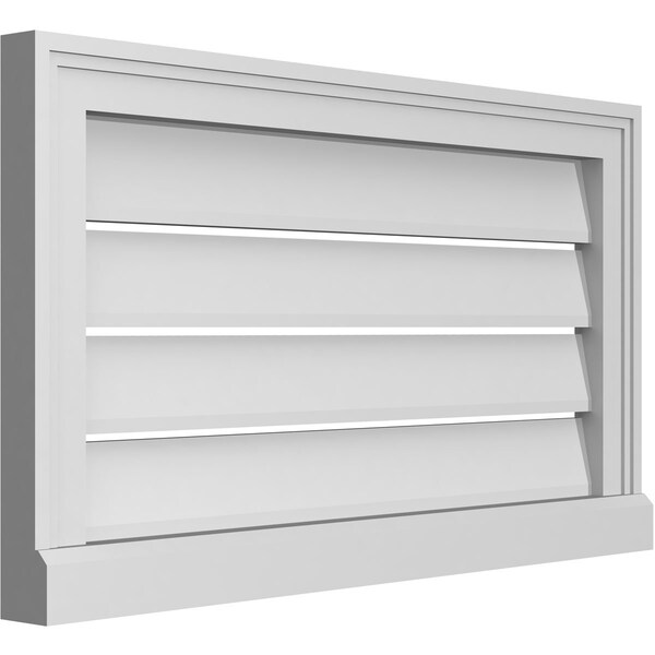 Ekena Millwork Vertical Surface Mount PVC Gable Vent: Functional, w/ 2"W x 2"P Brickmould Sill Frame, 28"W x 16"H - GVPVE28X1603SF