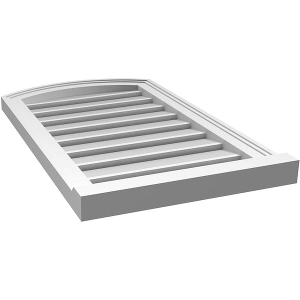 Ekena Millwork Arch Top Surface Mount PVC Gable Vent w/ 2"W x 2"P Brickmould Sill Frame, 18"W x 28"H - GVPAR18X2803SN